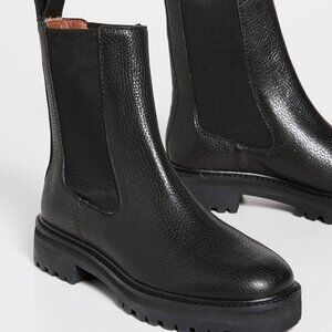 Reformation Katerina Black Leather Lug Sole Chelsea Boots Size 7.5